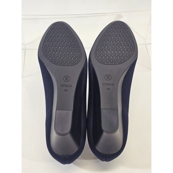 VIVIA Women's 40 9 AlmondToe Tamia Wedge Pro Navy Blue Knit Shoes Heels NW - Picture 6 of 7